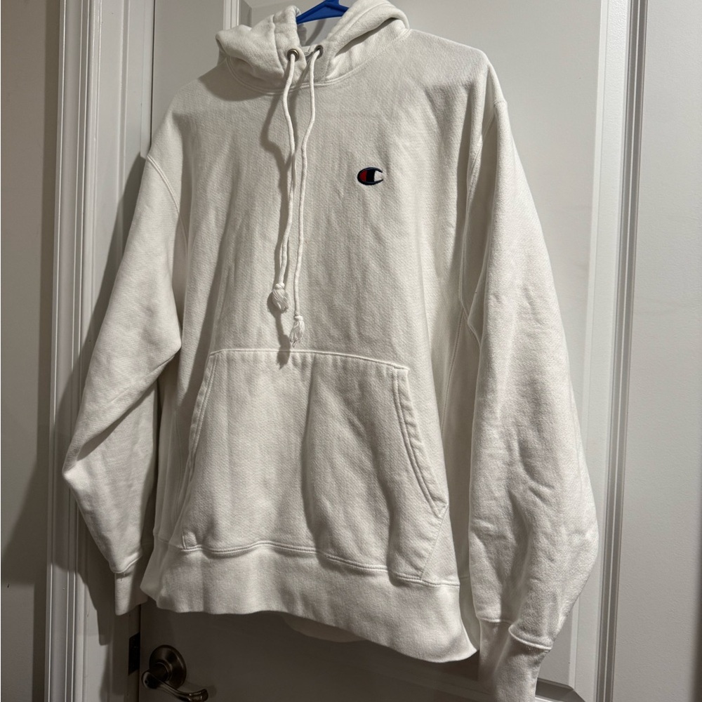 Gildan Men's Champion White Hoodie size large
